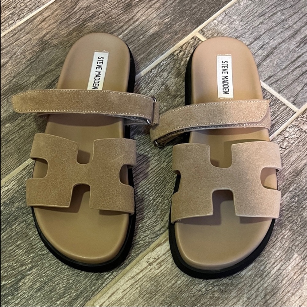 Steve Madden Beige Slide Sandals